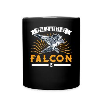 Home is where my falcon is kestrel - Full Colour Mug - black - Front