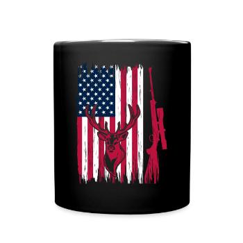 Hunter American Flag Deer Head - Deer Hunting - Tasse einfarbig - Schwarz - Vorne