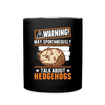 Warnung Igel Stacheligel - Tasse einfarbig - Schwarz - Vorne