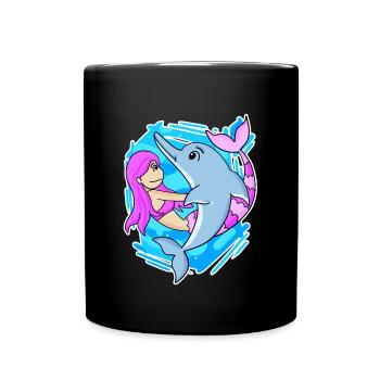 Delfin Meerjungfrau Mädchen Tochter Geschenk - Tasse einfarbig - Schwarz - Vorne
