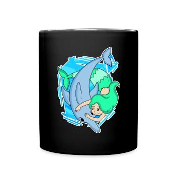 Delfin Meerjungfrau Mädchen Tochter Geschenk - Tasse einfarbig - Schwarz - Vorne