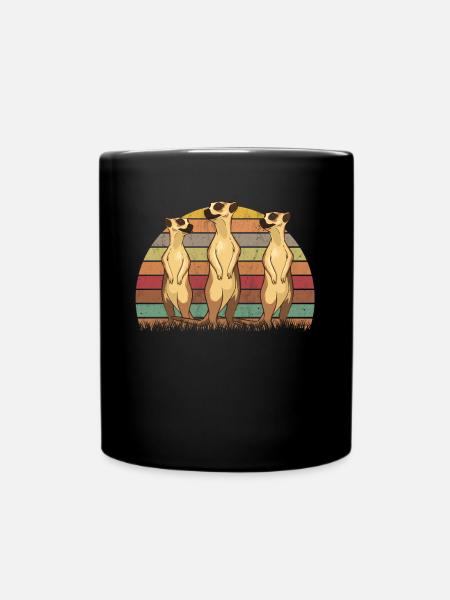 Erdmännchen Vintage Meerkat Retro - Tasse einfarbig - Schwarz