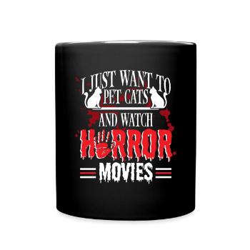 Cult Pet Cats Horrorfilm anschauen - Tasse einfarbig - Schwarz - Vorne