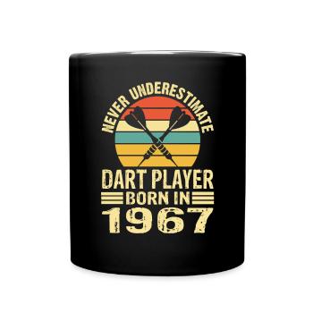 Ne jamais sous-estimer le joueur de fléchettes né en 1967 - Mug uni - noir - Devant