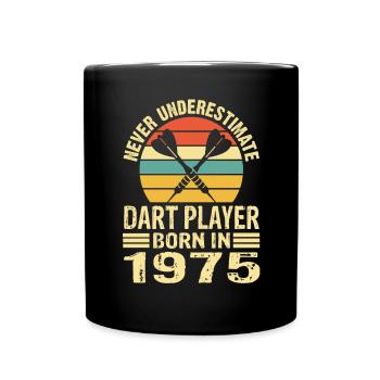 Ne jamais sous-estimer le joueur de fléchettes né en 1975 - Mug uni - noir - Devant
