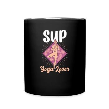 Yogini Stand Up Surfboarder - Tasse einfarbig - Schwarz - Vorne