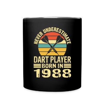 Never Underestimate Dart Player Born In 1988 - Tasse einfarbig - Schwarz - Vorne