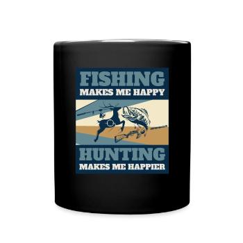 Fishing Fishing Rod Bow Hunting Antlers - Full Colour Mug - black - Front