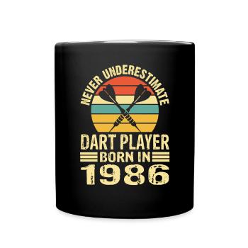 Ne jamais sous-estimer le joueur de fléchettes né en 1986 - Mug uni - noir - Devant