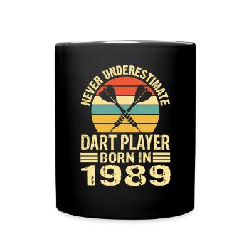 Ne sous-estimez jamais le joueur de fléchettes né en 1989 - Mug uni - noir - Devant