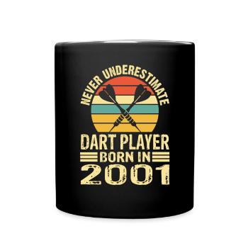 Never Underestimate Dart Player Born In 2001 - Tasse einfarbig - Schwarz - Vorne