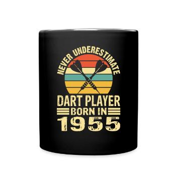 Ne jamais sous-estimer le joueur de fléchettes né en 1955 - Mug uni - noir - Devant