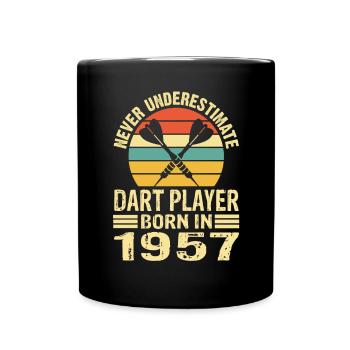 Ne sous-estimez jamais le joueur de fléchettes né en 1957 - Mug uni - noir - Devant