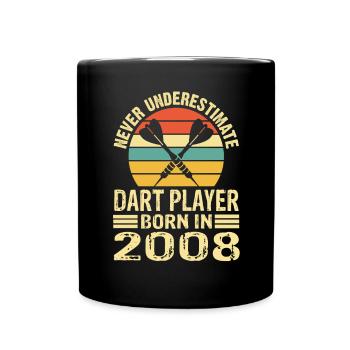 Ne sous-estimez jamais le joueur de fléchettes né en 2008 - Mug uni - noir - Devant