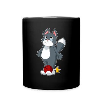 Cat Bowling Bowling Ball - Full Colour Mug - black - Front