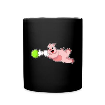 Boule de bowling de cochon - Mug uni - noir - Devant