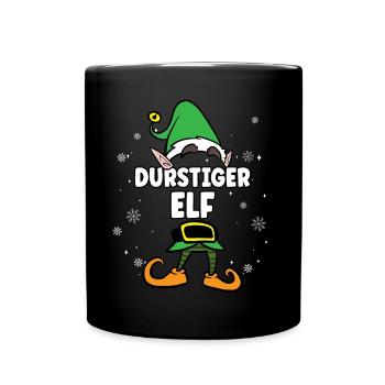 Durstiger Elf Partnerlook Weihnachten - Tasse einfarbig - Schwarz - Vorne