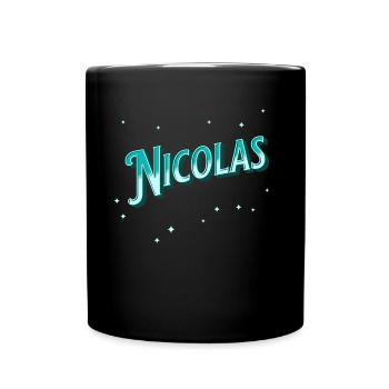 Nicolas Namen personalisiert - Tasse einfarbig - Schwarz - Vorne