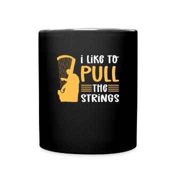 Ich Ziehe Gerne An Den Saiten. Harfenist. - Tasse einfarbig - Schwarz - Vorne