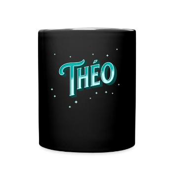 Theo Namen personalisiert - Tasse einfarbig - Schwarz - Vorne