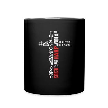 Jesus Und Die Harfe. Harfenmädchen. Harfenist. - Tasse einfarbig - Schwarz - Vorne