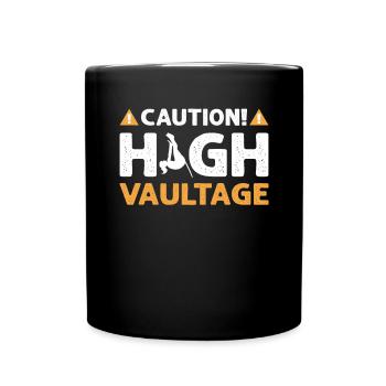 Vorsicht! Hochsprung! Stabhochsprung. - Tasse einfarbig - Schwarz - Vorne