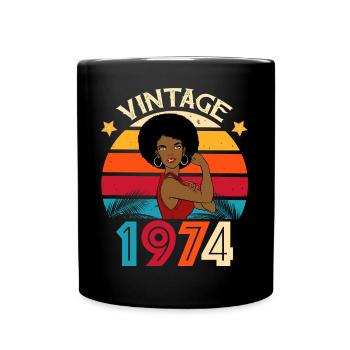 Vintage 1974 Geburtstag Starke Frau - Tasse einfarbig - Schwarz - Vorne