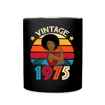 Vintage 1975 Geburtstag Starke Frau - Tasse einfarbig - Schwarz - Vorne