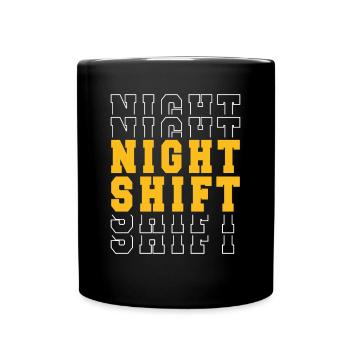 Yellow night shift - Full Colour Mug - black - Front