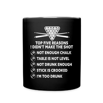 Snooker Pool Billard - Tasse einfarbig - Schwarz - Vorne