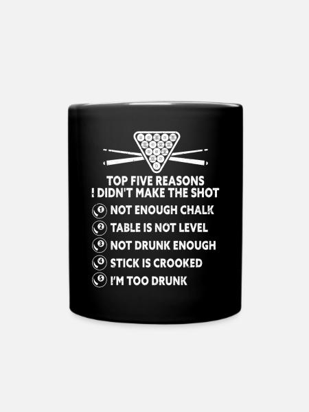 Snooker Pool Billiards - Full Colour Mug - black