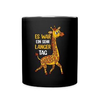 Es War Ein Sehr Langer Tag - Giraffe mit Langem Ha - Tasse einfarbig - Schwarz - Vorne