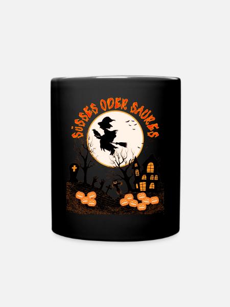 HAPPY HALLOWEEN SÜßES ODER SAURES - Tasse einfarbig - Schwarz