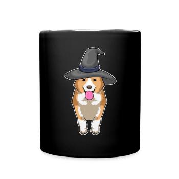 Corgi Sorcière d’Halloween - Mug uni - noir - Devant