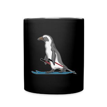 Pinguin Skifahrer Ski - Tasse einfarbig - Schwarz - Vorne