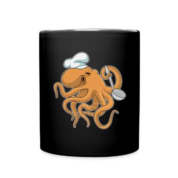 Octopus Cooking Cooking Spoon - Full Colour Mug - black - Front