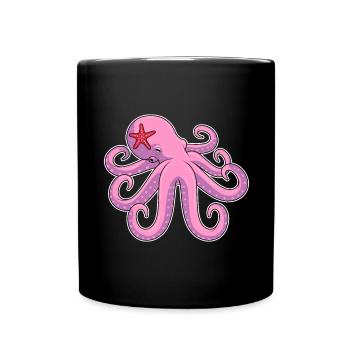 Krake Seestern - Tasse einfarbig - Schwarz - Vorne