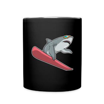 Snowboarder Requin Snowboard - Mug uni - noir - Devant