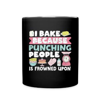 Backen Bäcker - Tasse einfarbig - Schwarz - Vorne
