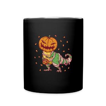 Halloween - Pumpkin Mummy Dinosaur T rex - Full Colour Mug - black - Front