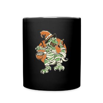 Halloween - Skeleton Mummy Dinosaur T rex - Full Colour Mug - black - Front