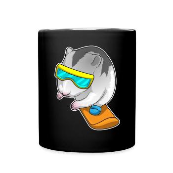 Hamster Snowboarder Snowboard - Mug uni - noir - Devant