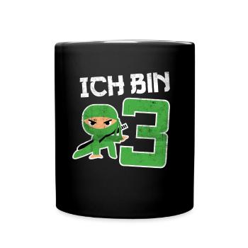 3. Geburtstag Ninja 3 Jahre Kindergeburtstag - Tasse einfarbig - Schwarz - Vorne