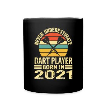 Ne jamais sous-estimer le joueur de fléchettes né en 2021 - Mug uni - noir - Devant