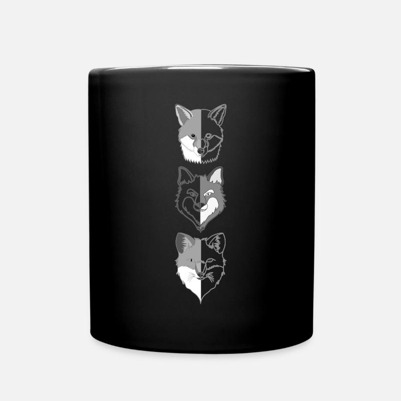 3 Fuchs Waldtier Design mit Tierkopf - Tasse einfarbig - Schwarz