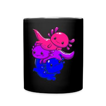 Subtil Bi Pride Bisexual Flag Kawaii Axolotl LGBTQ - Mug uni - noir - Devant