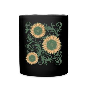 Baroque Esthétique Tournesol Motif Dark Academia - Mug uni - noir - Devant