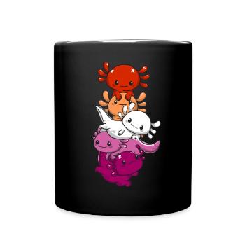 Subtle Lesbian Pride Flag Kawaii Axolotl LGBTQ - Tasse einfarbig - Schwarz - Vorne