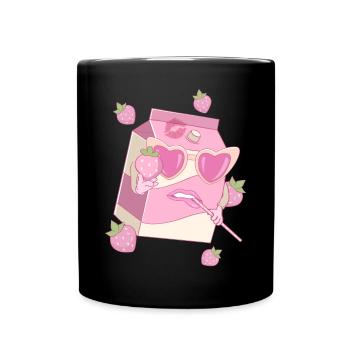 Coquette Esthétique Lait de Fraise Rose Centre-Ville - Mug uni - noir - Devant