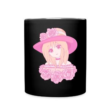 Coquette Esthétique Rose Anime Girl Centre-ville - Mug uni - noir - Devant